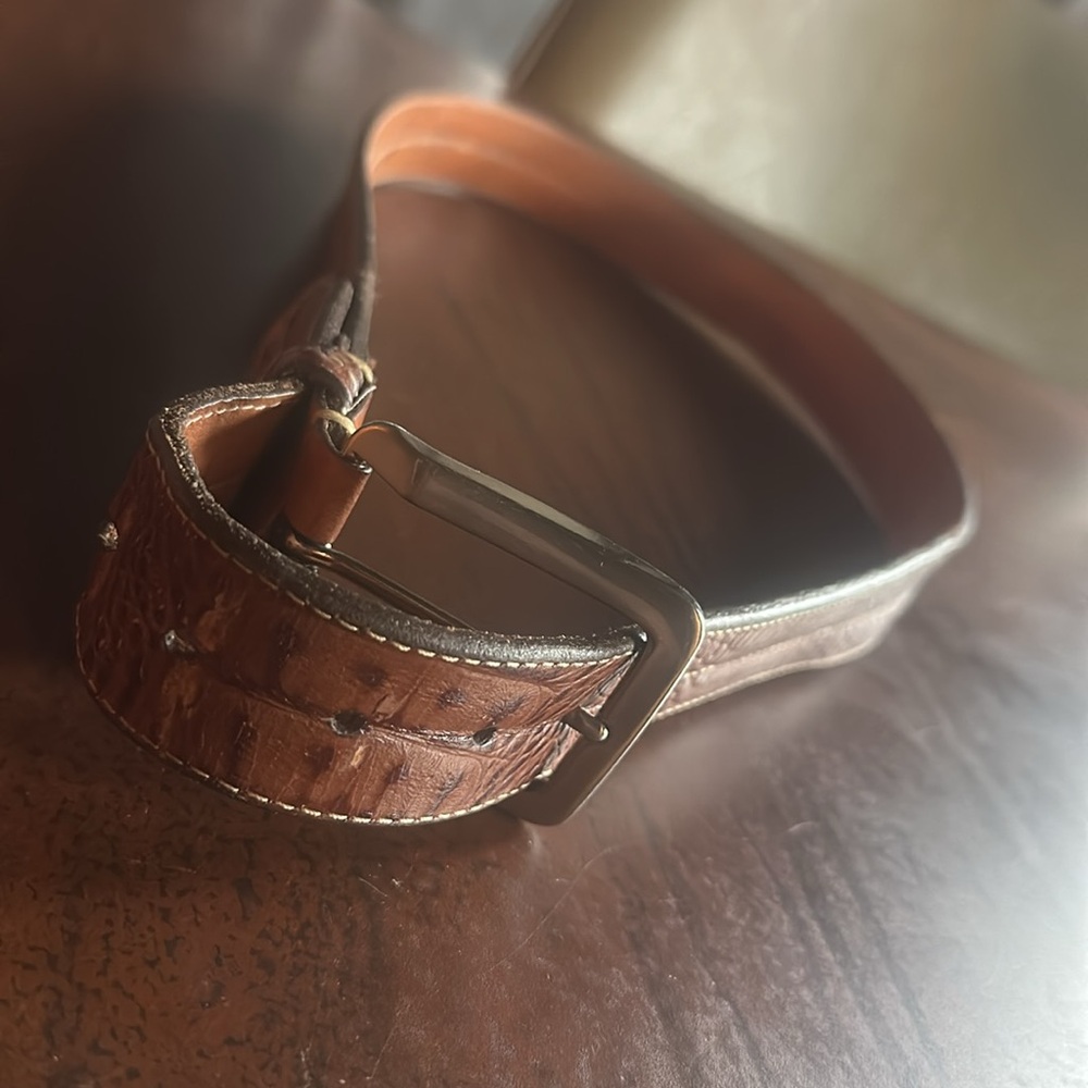 Brown Imported Crocodile grain leather belt